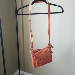 Charming Charlie brown faux leather side purse